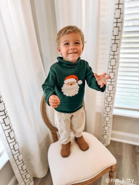 Green Santa Rollneck Sweater - Toddler Christmas Sweater, 12M-18M - Image 2